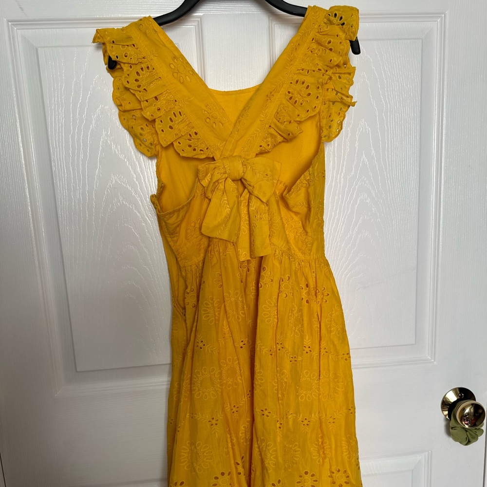 Yellow eyelet sleeveless dress